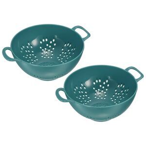 Colander with Handle 2Pcs, Plastic Washing Vegetables Basket -Army Green